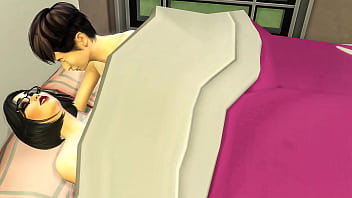 Japanese Step-mom and virgin step-son share the same bed at the hotel room on a business trip